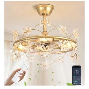 Elegant Gold Ceiling Fan with Remote Control